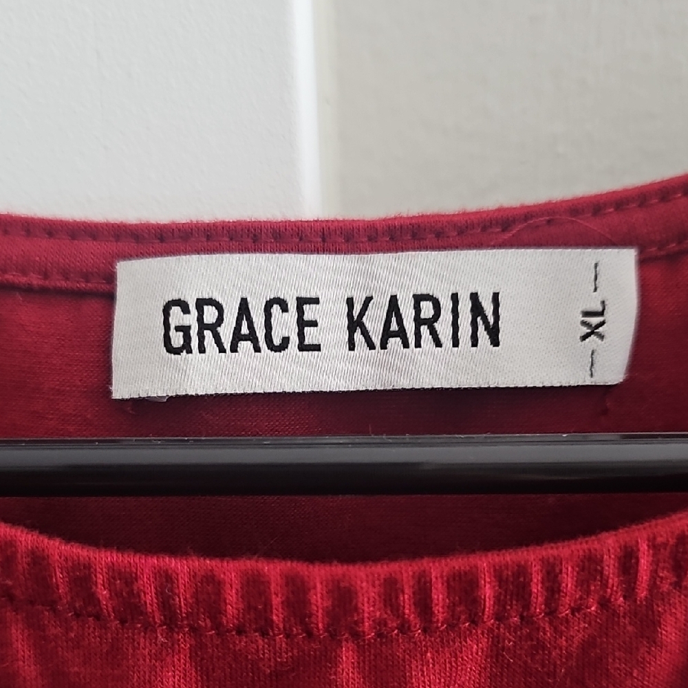 Grace Karin Burgundy Red Smocked Sundress with Bishop Sleeves, Size XL - Picture 2 of 2